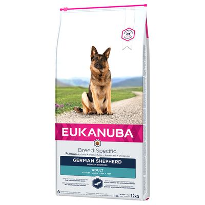 Eukanuba Breed Specific Premium dry food for German Shepherd, adult from 1 year, 12kg. Glucosamine and chondroitin for healthy joints.